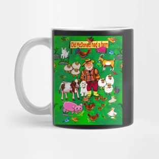 Old Macdonald had a farm and on that farm he had a goat,rooster, dog, cow, duck, sheep Mug